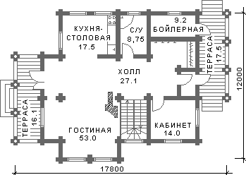 Жилой дом (План первого этажа)