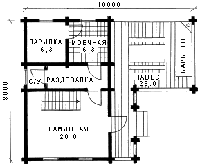 Баня (план первого этажа)